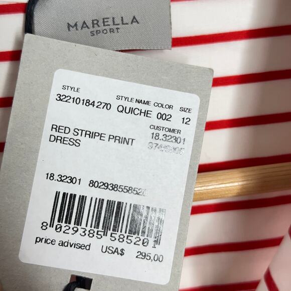 MARELLA Quiche Shirt Dress Red Stripe Print White {3C36} - Picture 8 of 9